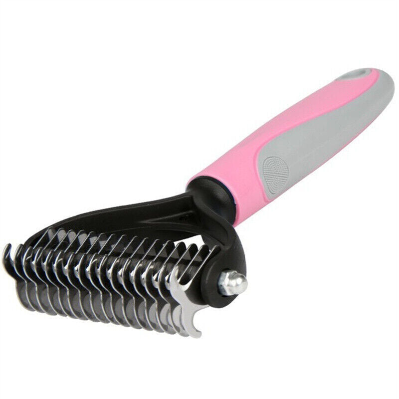 Double-Sided Deshedding & Dematting Tool for Dogs & Cats – Pet Grooming Brush, Undercoat Rake Comb, Fur Remover for Shedding & Mats