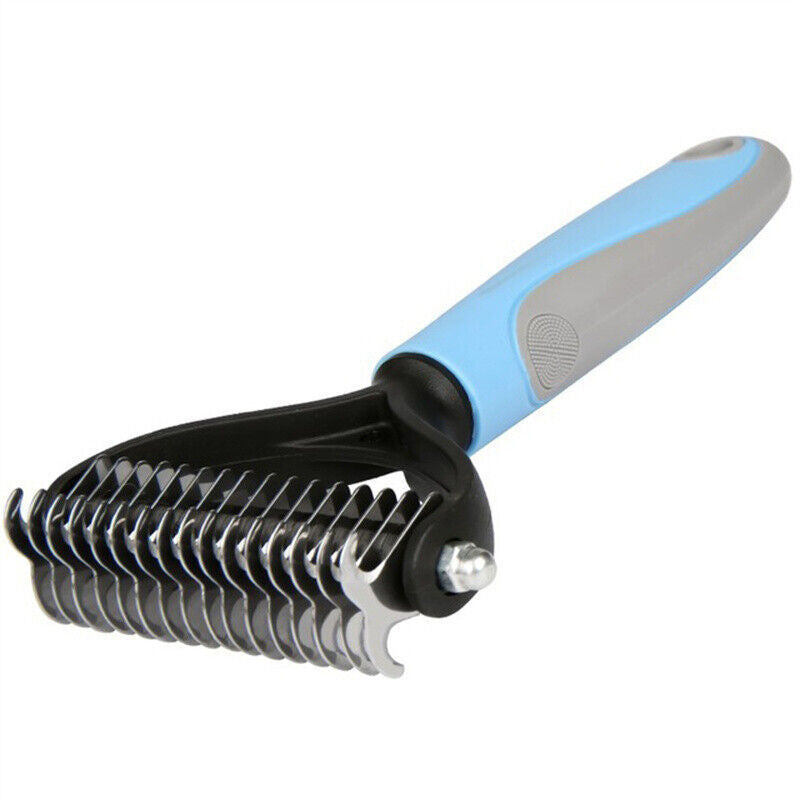 Double-Sided Deshedding & Dematting Tool for Dogs & Cats – Pet Grooming Brush, Undercoat Rake Comb, Fur Remover for Shedding & Mats