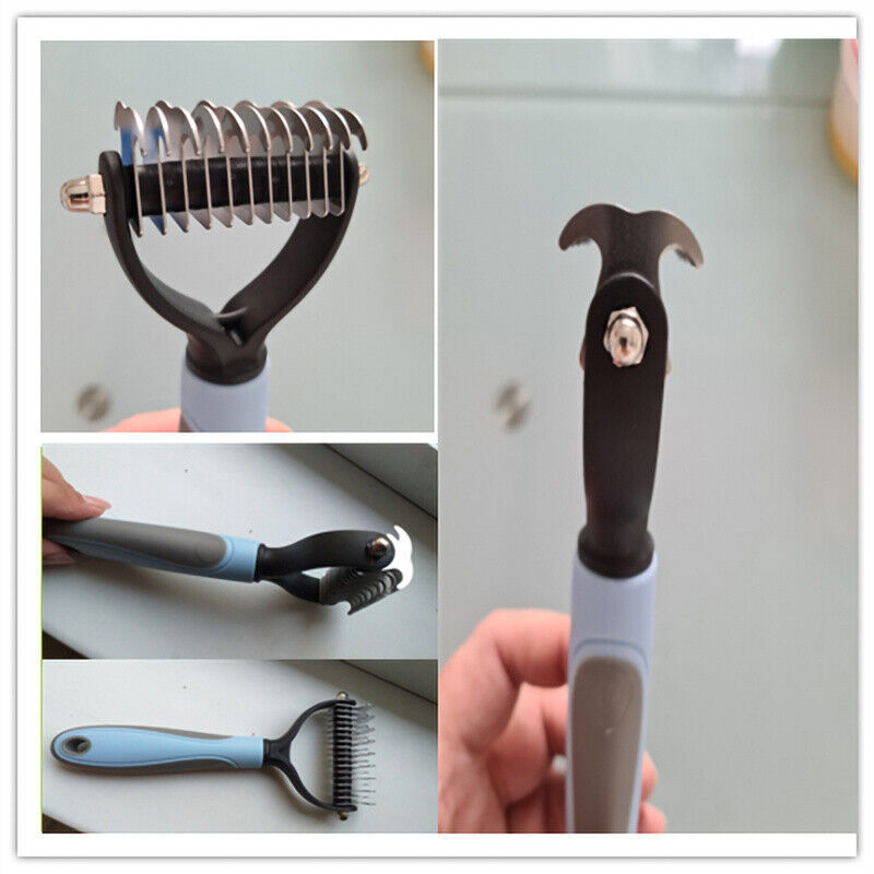 Double-Sided Deshedding & Dematting Tool for Dogs & Cats – Pet Grooming Brush, Undercoat Rake Comb, Fur Remover for Shedding & Mats